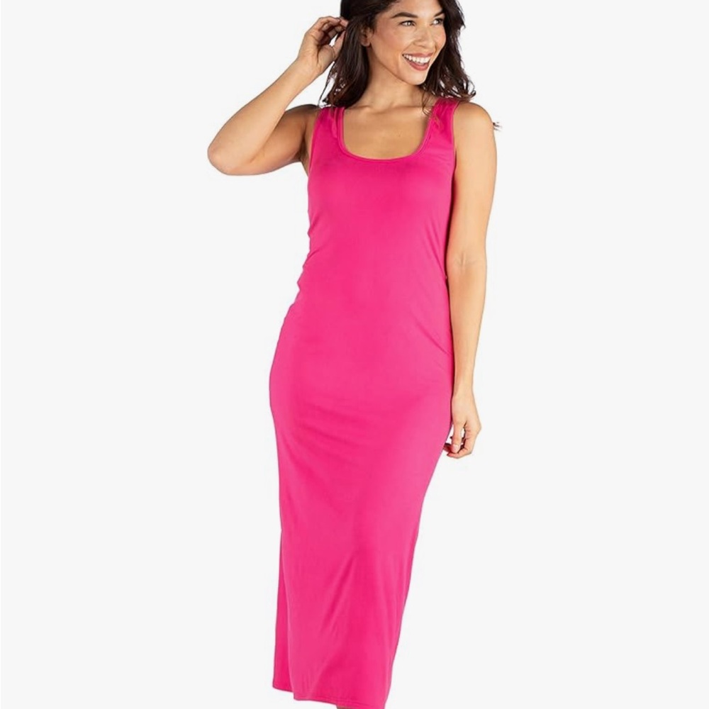 24/7 Comfort Apparel Pink Midi Dress